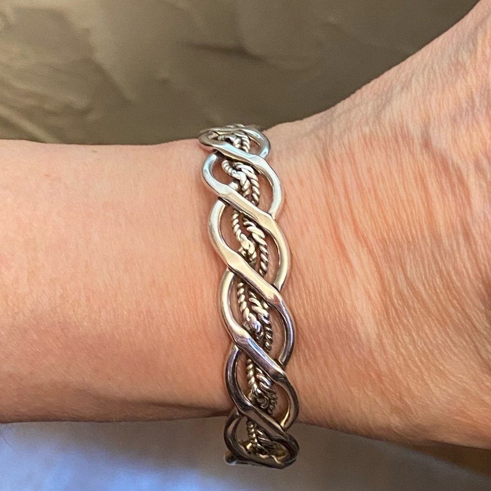 Vintage Mexican 925 Sterling Silver Twisted Vines Bracelet-almost 30 g!